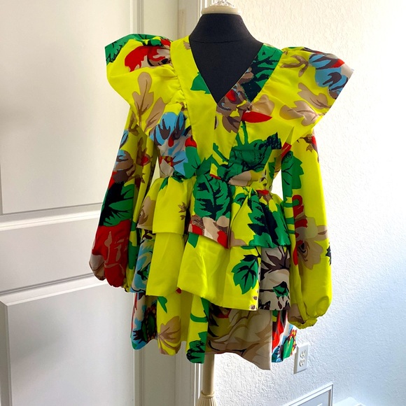 Christopher John Rodgers floral sleeve ruffle dress - Picture 7 of 9